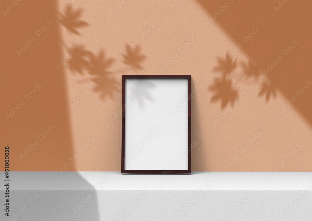 Poster frame background using 3d rendering and geometry. framed background mock-up for poster design or exh