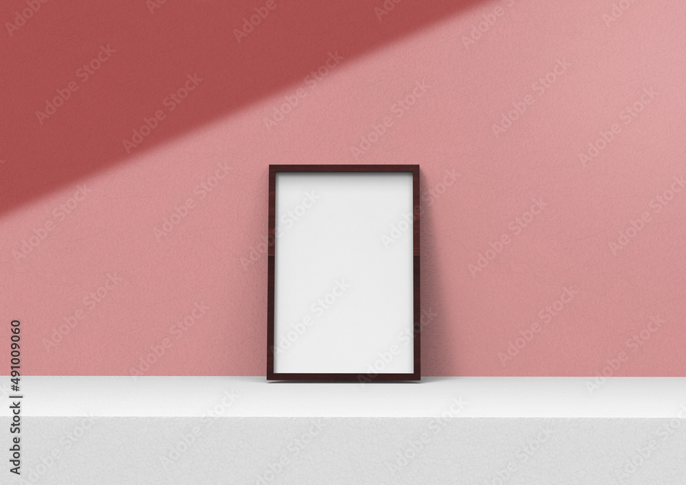 Poster frame background using 3d rendering and geometry. framed background mock-up for poster design or exh