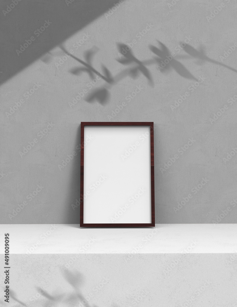 Poster frame background using 3d rendering and geometry. framed background mock-up for poster design or exh