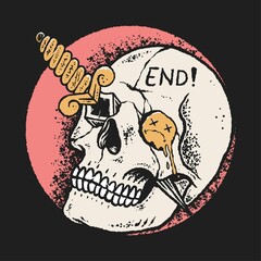 skull with old dagger