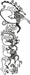 Vector monochrome tattoo of the Altai princess. Wearable drawings of ancient Scythians, Saks.
