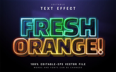Fresh orange neon text effect