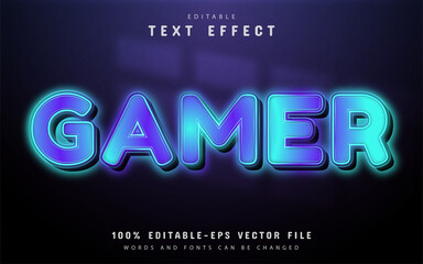 Gamer text effect neon style