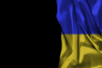 Ukrainian flag isolated on a black background.