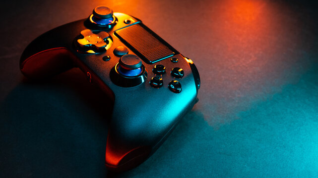 Wireless game controller. Computer gamepad for video games