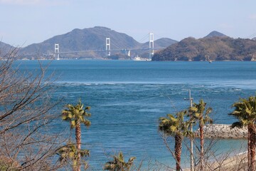 大角海浜公園から見た来島海峡大橋