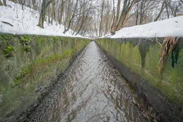 Drainage ditch collector for drainage of surface and flood water and snow.