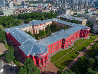 Taras Shevchenko National University of Kyiv. Aerial drone view. - obrazy, fototapety, plakaty