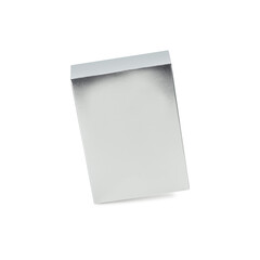 Silver box mockup isolated on white background with clipping path.