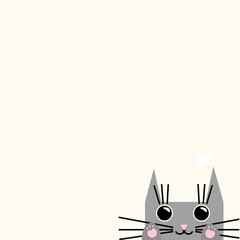 Curious, cartoon gray cat. Background for an image depicting a curious cat.