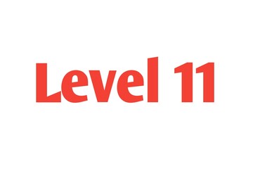Level 11 sign in Red isolated on white background, 3d illustration.