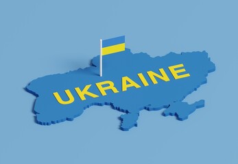 Obraz premium Ukraine map in national flag colors 3D render