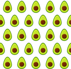 flat vector pattern of half avocado with pit, transparent background 