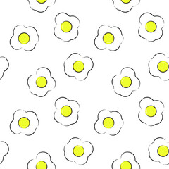vector pattern, background with fried eggs, transparent background