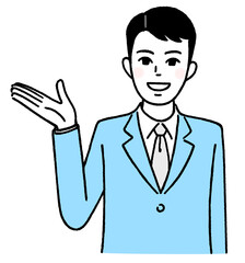 説明する若いビジネスマン