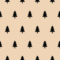 vector seamless pattern with simple fir trees