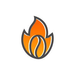 Hot coffee roaster logo design vector template