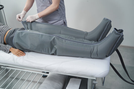 Woman on lymphatic drainage procedure in the salon