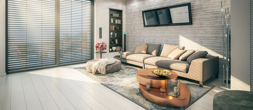 Sofa Inside a Sunny Apartment - panoramic 3D Visualization