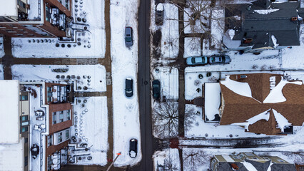 Aerial Winter Scene - Cleveland, Ohio  - obrazy, fototapety, plakaty