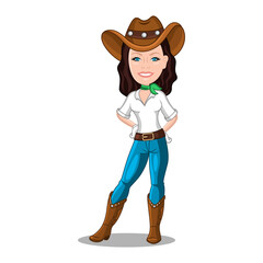 Cowgirl cartoon icon. Vector illustration