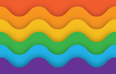 Wavy pride month flag colorful ocean Papercut Background 