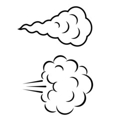 Air puff icon, steam cloud linear cartoon - obrazy, fototapety, plakaty
