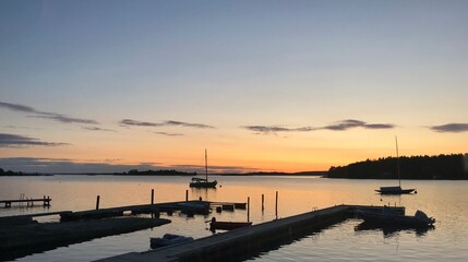 Obraz premium sunset in the harbor