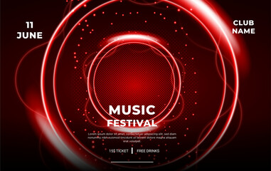 Modern Music festival landscape social media template vector template	
