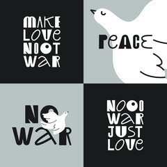 Vector poster with text say no to war