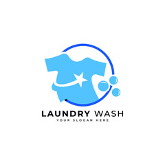 laundry wash logo design modern flat template