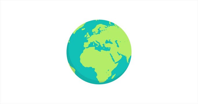 Hand drawn spining earth and planet on white background animation.
