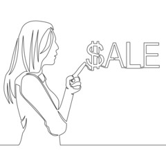 Continuous line drawing Woman with Inscription Sale