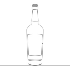 Continuous line drawing Bottle icon vector concept