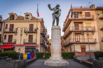 War Memorial at Barrafranca City Centre, Enna, Sicily, Italy, Europe