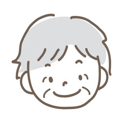 Illustration icon of the face of an old man, an old man isolated