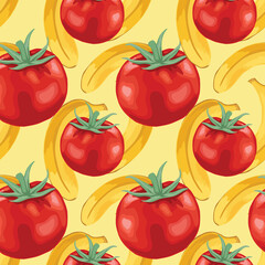 red tomato and fruits seamless pattern design