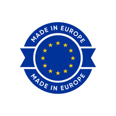 Made in Europe , European union stamp badge, isolated illustration vector 