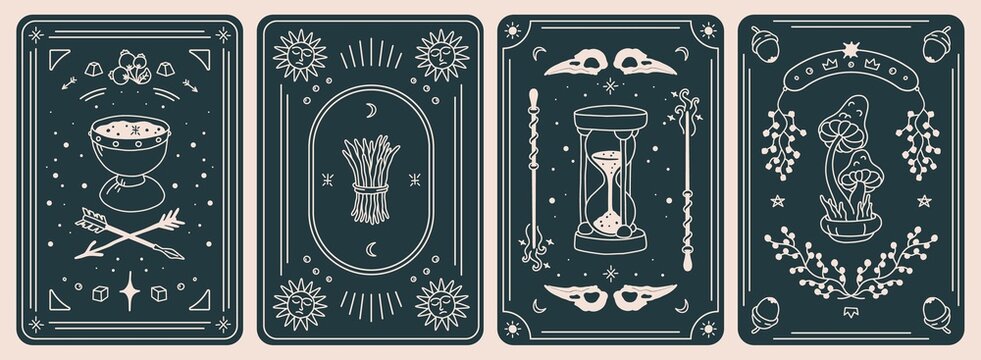 Abstract banners with witchcraft and alchemy symbols, fashion symbols. Vector set