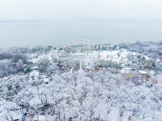 Winter snow scene in Moshan Scenic Area, East Lake, Wuhan, Hubei