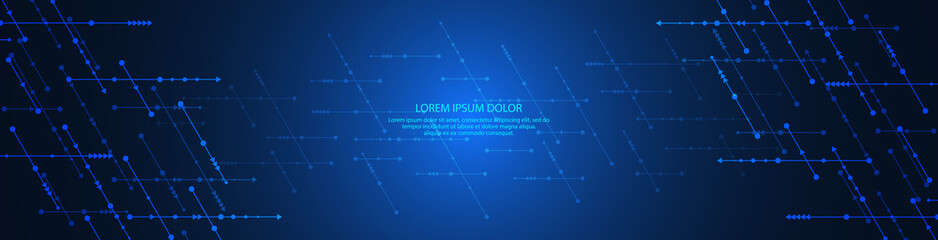 Website header or banner design template. Abstract technology background with arrows and lines