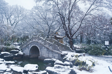 Winter snow scene in Moshan Scenic Area, East Lake, Wuhan, Hubei