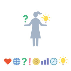People silhouette icon, holding two things in both hands, comparing.