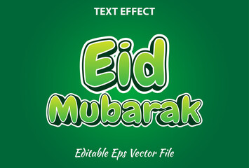 eid mubarak text effect editable green color.