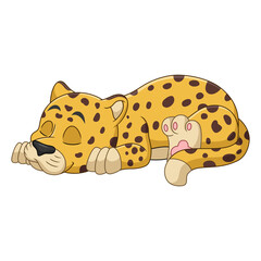 Cute a cheetah cartoon sleeping © Winarto