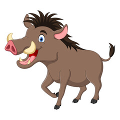 Cartoon of a boar isolated on white background