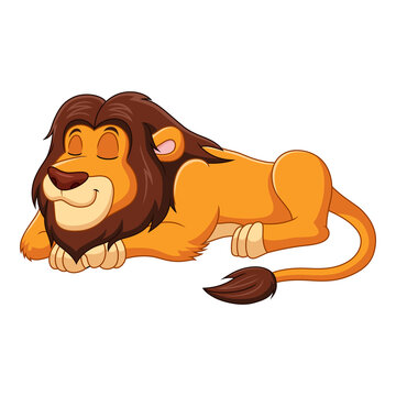 Cartoon illustration of a lion sleeping