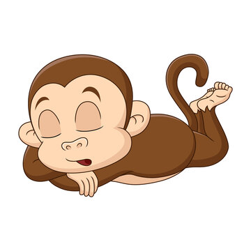Cartoon illustration of a monkey sleeping