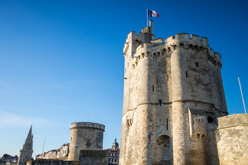 Historical Towers in la Rochelle old harbor