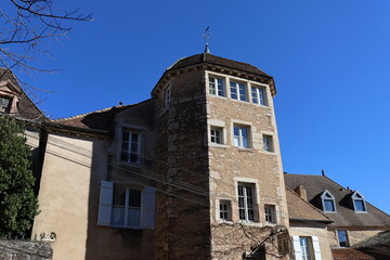 Tour et logis du trésorier, ancienne maison de Albert THIBAUDET, vue de l'extérieur, ville de Tournus, département de Saône et Loire, France